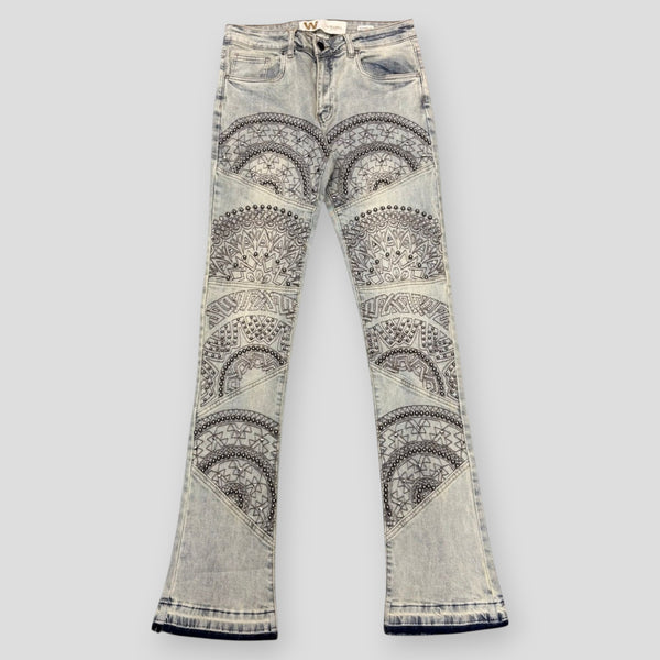 Hidden Treasures 'Mandala' Studded Slim Stacked Fit Denim Jeans