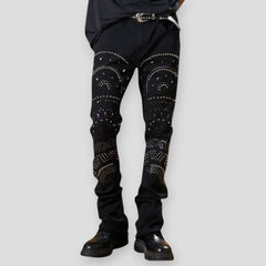 Hidden Treasures 'Mandala' Studded Slim Stacked Fit Denim Jeans