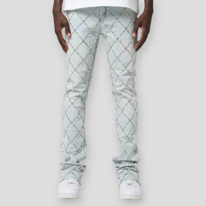 Hidden Treasures 'Diamonds & Pearls' Embellished Slim Stacked Fit Denim Jeans