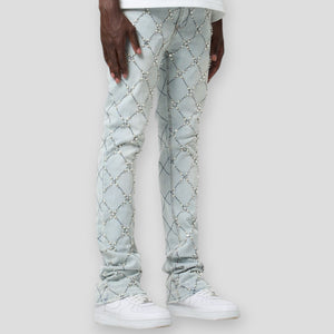 Hidden Treasures 'Diamonds & Pearls' Embellished Slim Stacked Fit Denim Jeans