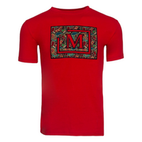MDB Brand Men's Tapestry Logo T-Shirt - Red w/ Dark Tapestry