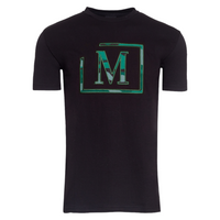 MDB Brand Men's Classic M Embroidered Logo Camouflage Pattern Tee - Black w/ Nature Colors