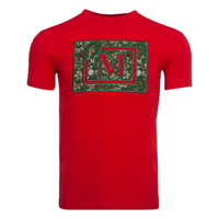 MDB Brand Men's Tapestry Logo T-Shirt - Red w/ Dark Tapestry