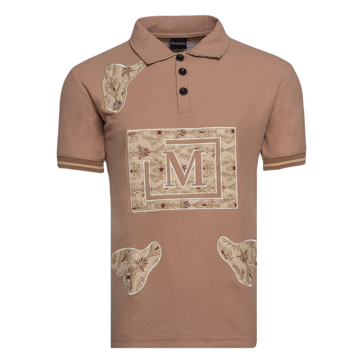 MDB Brand Men's Tapestry Logo Polo Shirt - Tan