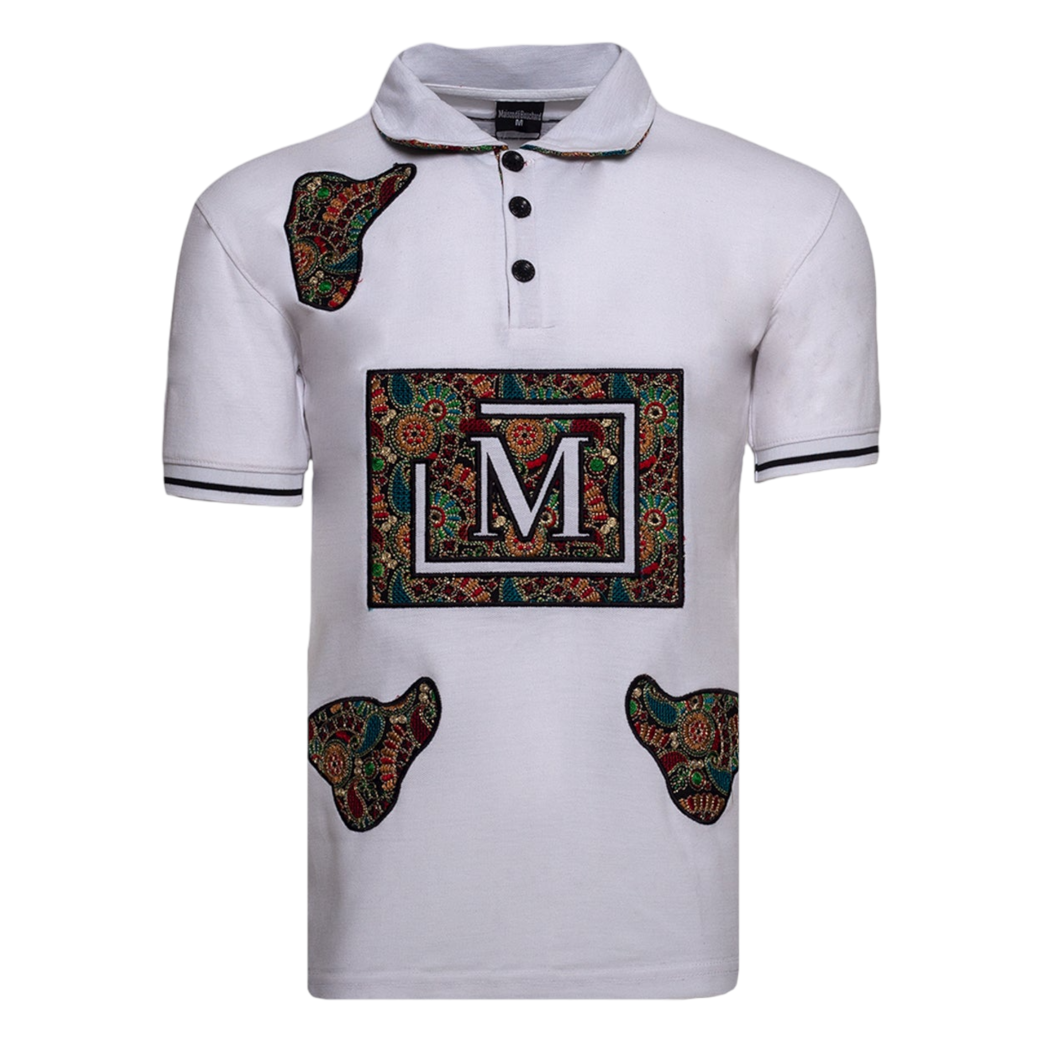 MDB Brand Men's Tapestry Logo Polo Shirt - White – Maison dé Bouchard