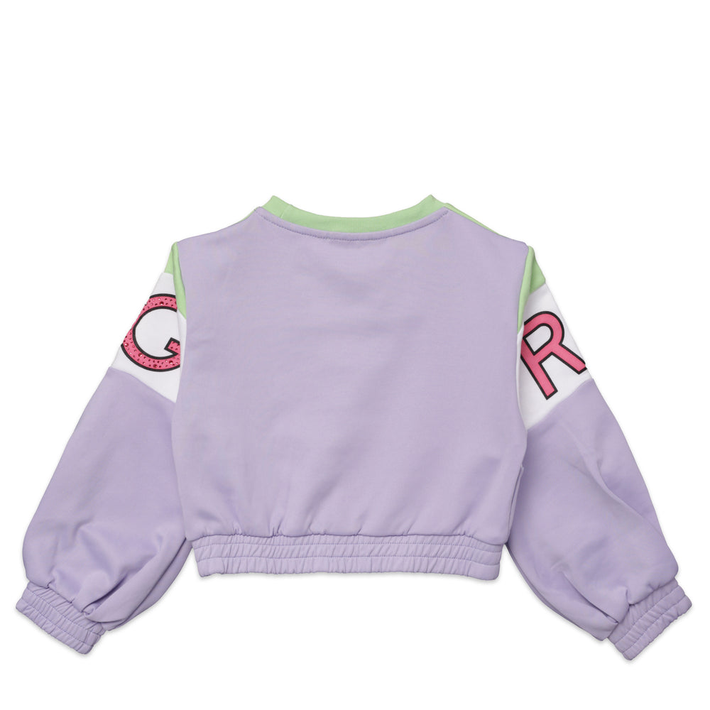 Iceberg Kids Girl's Cropped Color Block Crewneck Sweatshirt