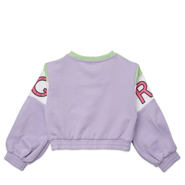 Iceberg Kids Girl's Cropped Color Block Crewneck Sweatshirt