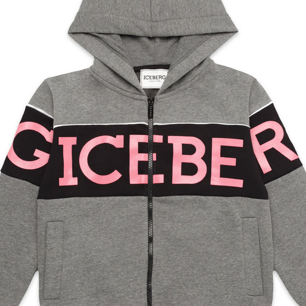 Iceberg Kids Panel Logo Zip-Up Hoodie Sweatshirt