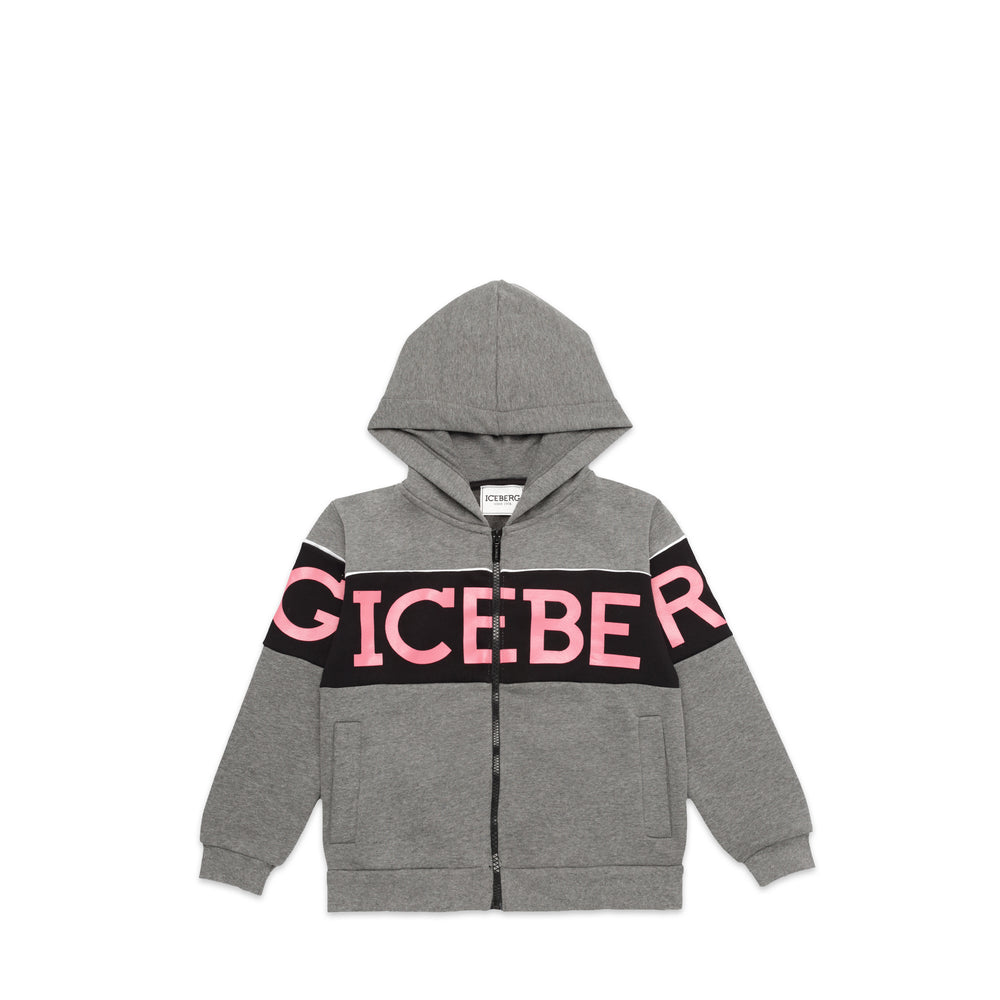 Iceberg Kids Panel Logo Zip-Up Hoodie Sweatshirt