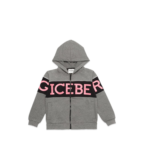 Iceberg Kids Panel Logo Zip-Up Hoodie Sweatshirt