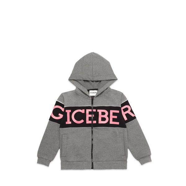 Iceberg Kids Panel Logo Zip-Up Hoodie Sweatshirt