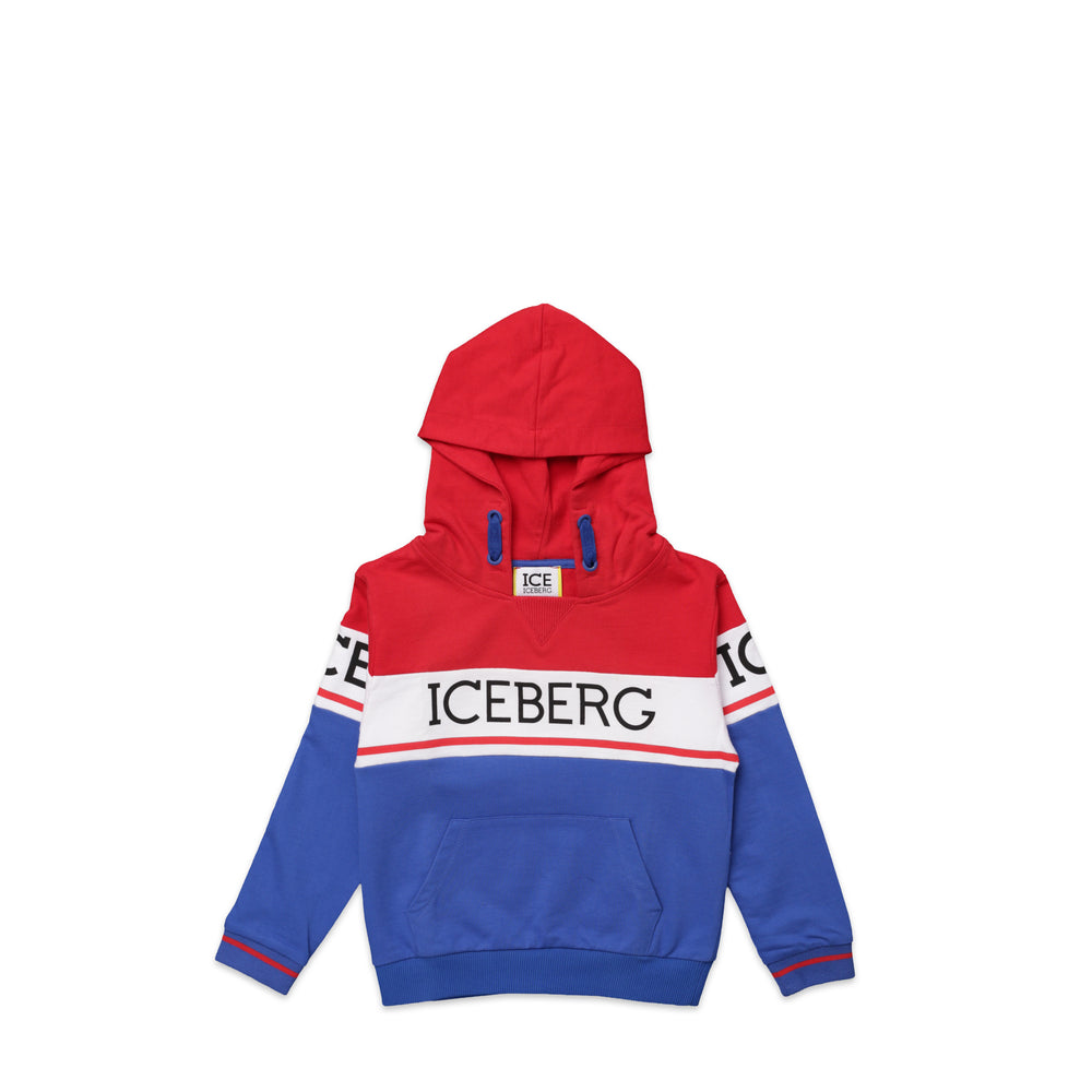 Iceberg Kids Color Block Logo Hoodie Sweatshirt