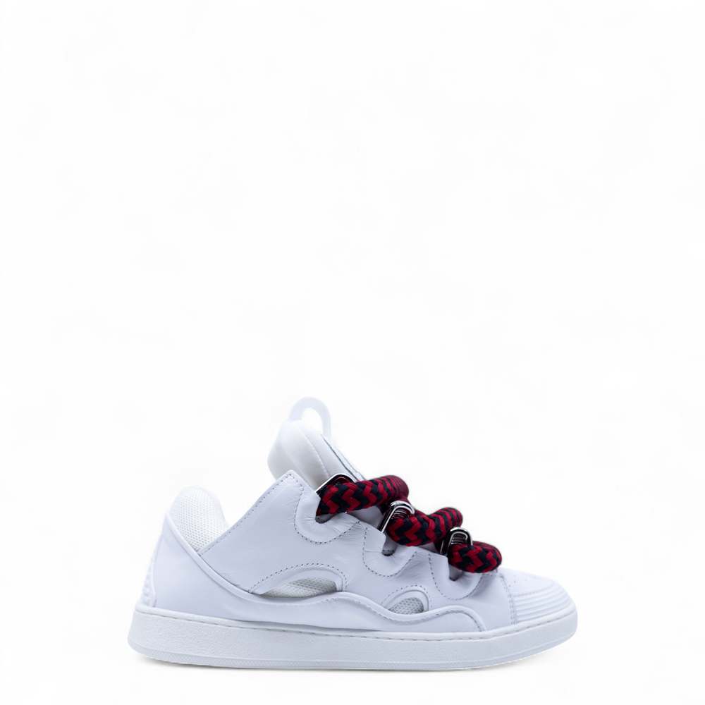 Lanvin Kids Zig Zag Lace Leather Sneakers