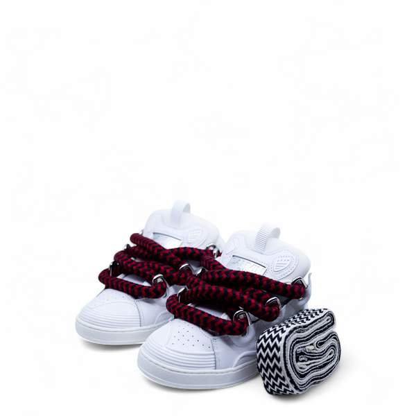 Lanvin Kids Zig Zag Lace Leather Sneakers