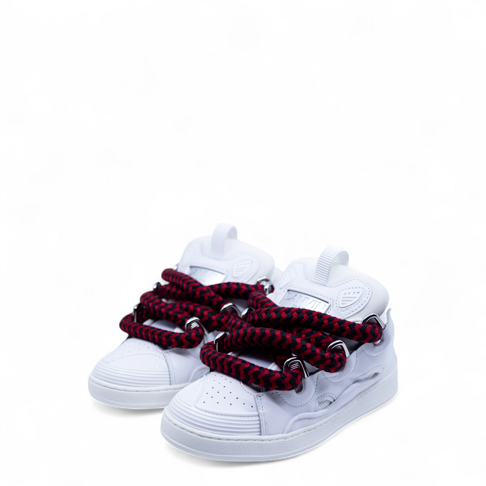 Lanvin Kids Zig Zag Lace Leather Sneakers