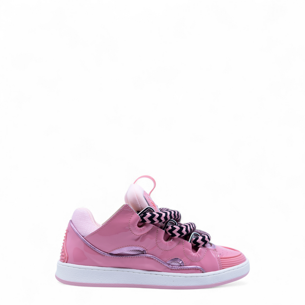 Lanvin Kids Zig Zag Lace Patent Leather Sneakers