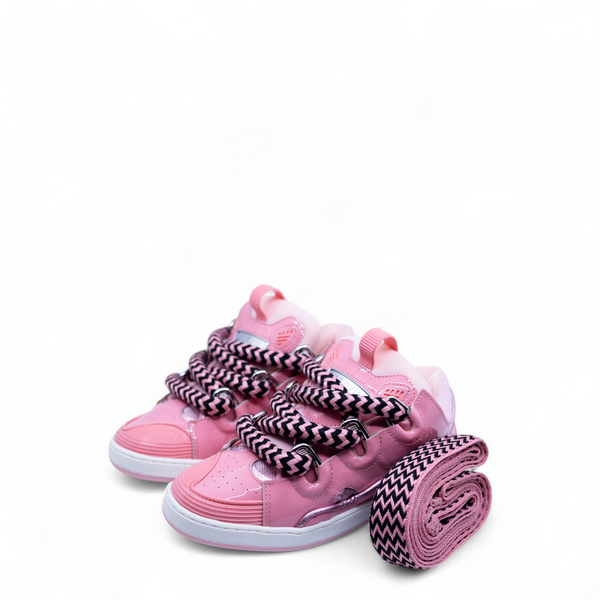 Lanvin Kids Zig Zag Lace Patent Leather Sneakers