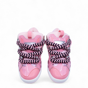 Lanvin Kids Zig Zag Lace Patent Leather Sneakers