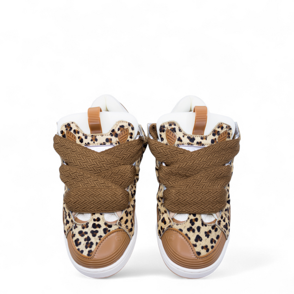 Lanvin Kids Leopard Print Leather Sneakers