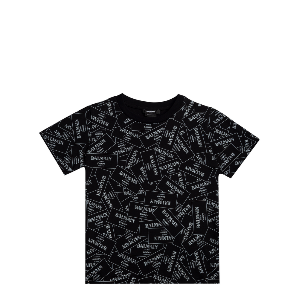 Balmain Kids Monogram Label Logo T-Shirt