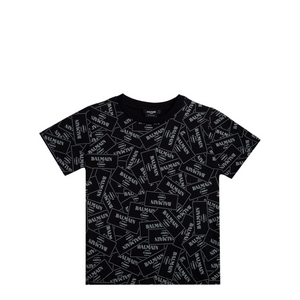 Balmain Kids Monogram Label Logo T-Shirt