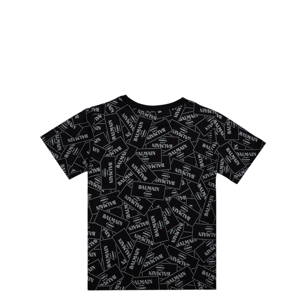Balmain Kids Monogram Label Logo T-Shirt