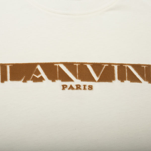 Lanvin Kids Raised Flocked Logo Short Sleeve T-Shirt