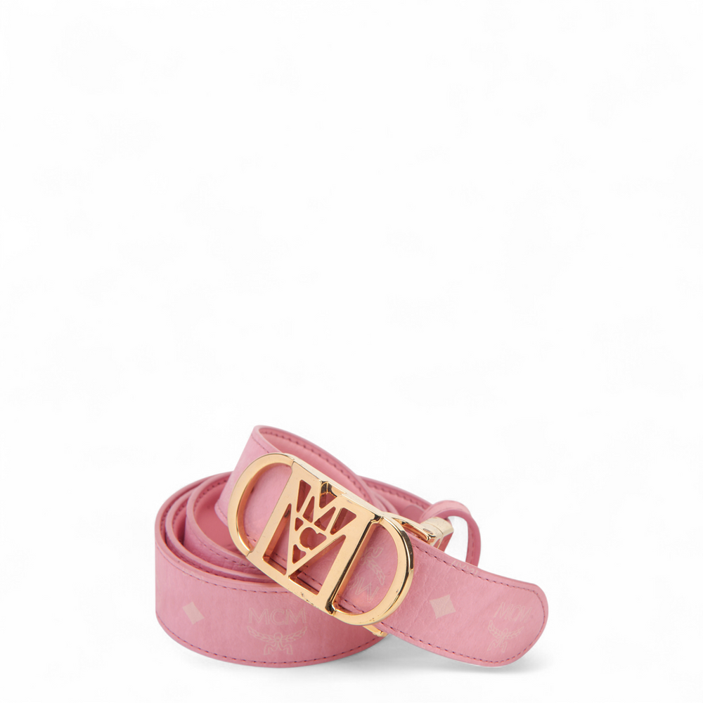 MCM Women's Moda Travia Reversible Belt in Visetos Pink