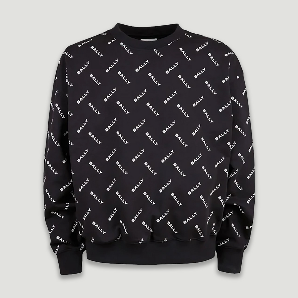 Bally Men's Monogram Sweatshirt in Dark Blue Cotton