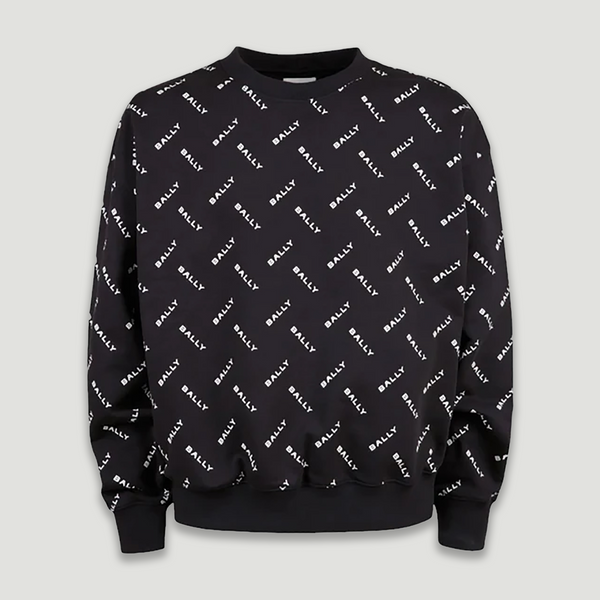 Bally Men's Monogram Sweatshirt in Dark Blue Cotton