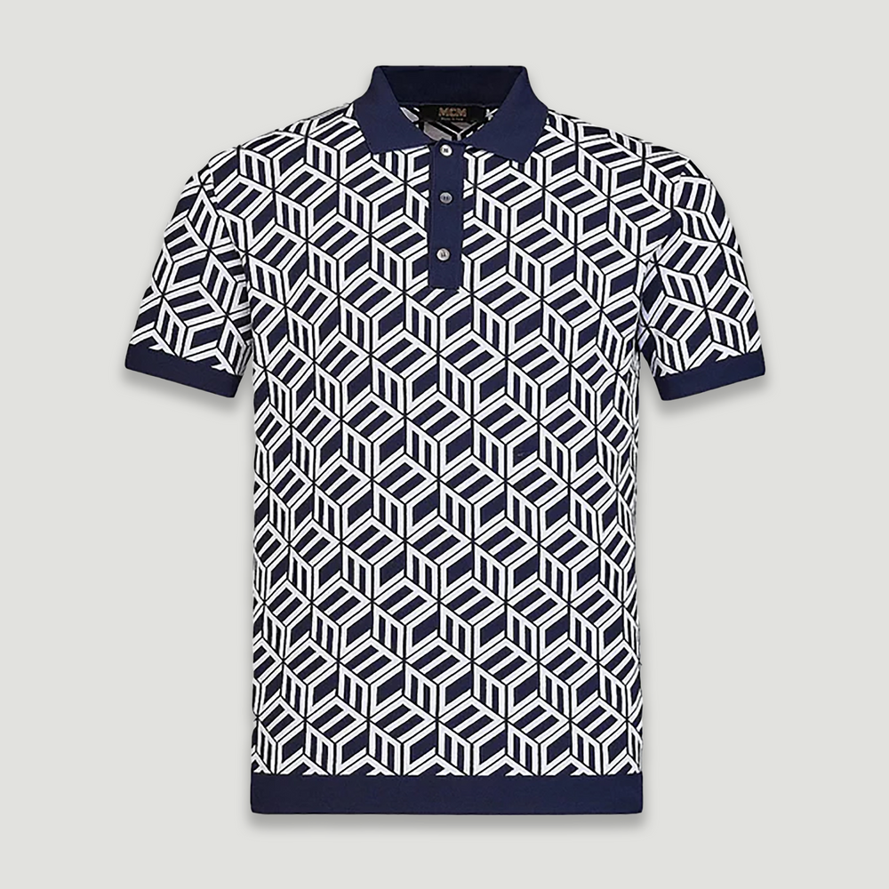 MCM Men's Cubic Monogram Knit Polo