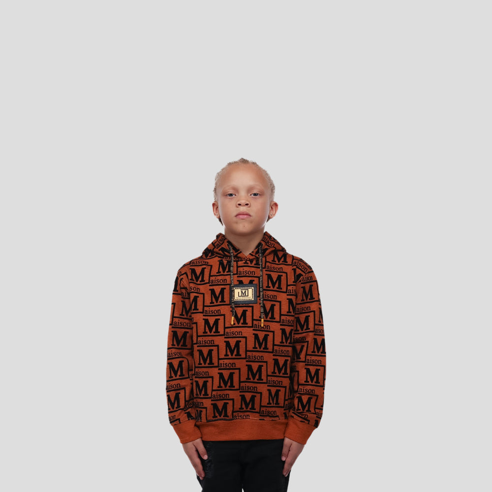 MDB Couture Kids Woven Monogram Hoodie Sweatshirt