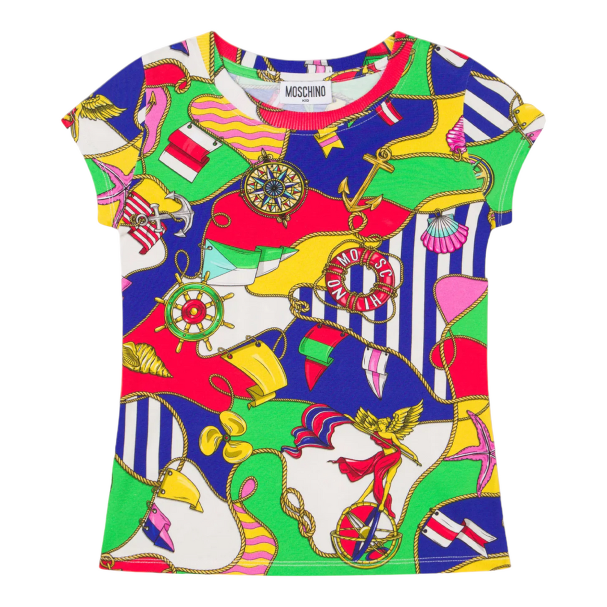Moschino Kid's Sailing All Over Graphic Print T-Shirt
