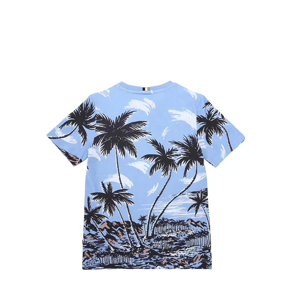 Hugo Boss Kids Palm Tree Sky Blue T-shirt