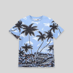 Hugo Boss Kids Palm Tree Sky Blue T-shirt