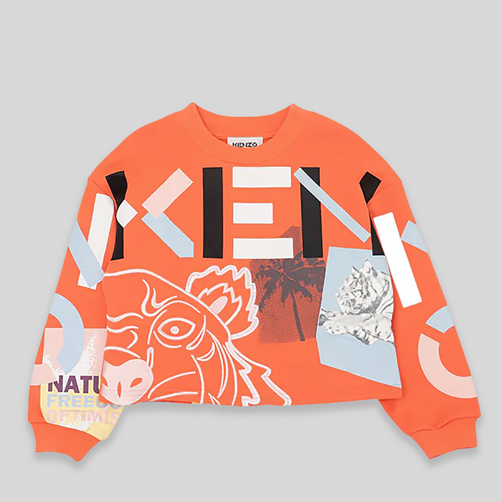 Kenzo Kids Multi-Logo Cropped Sweatshirt