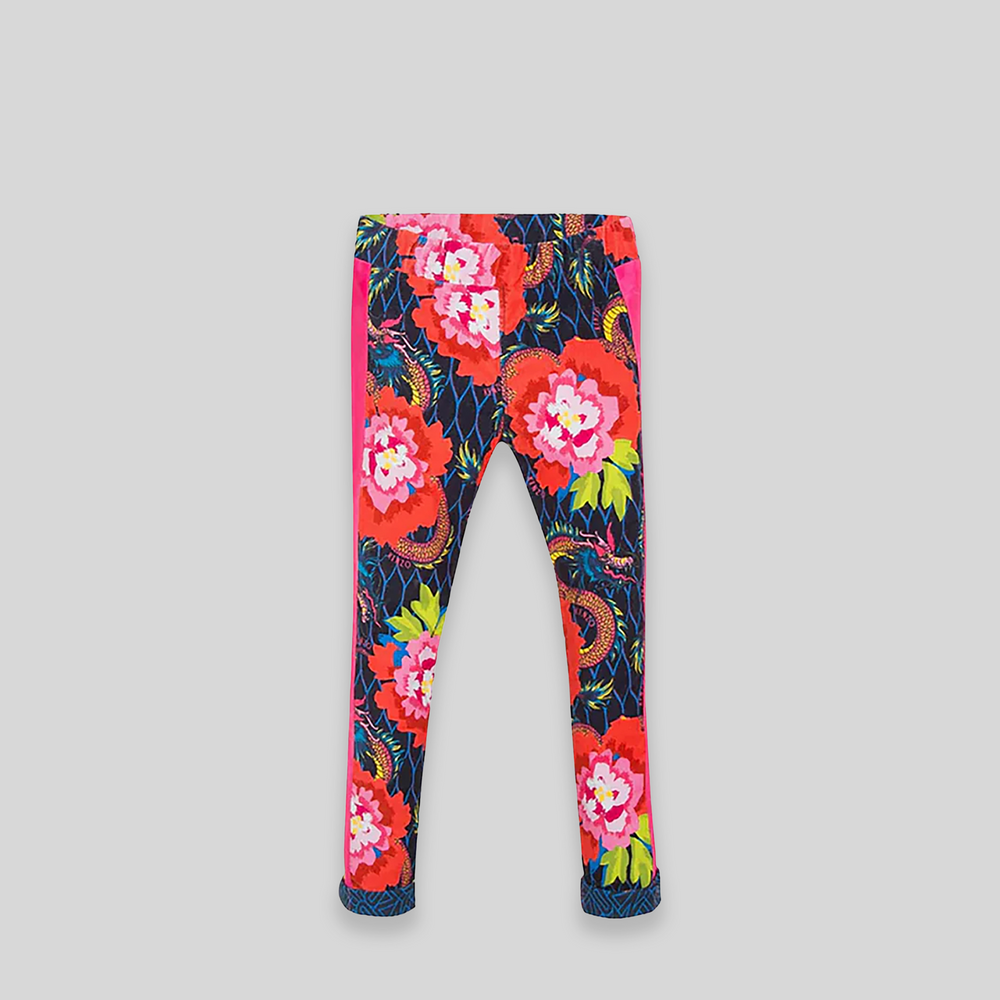 Kenzo Kids Japanese Dragon Floral Velvet Leggings