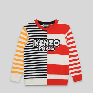 Kenzo Kids Color Block Multi-Stripe Knit Sweater
