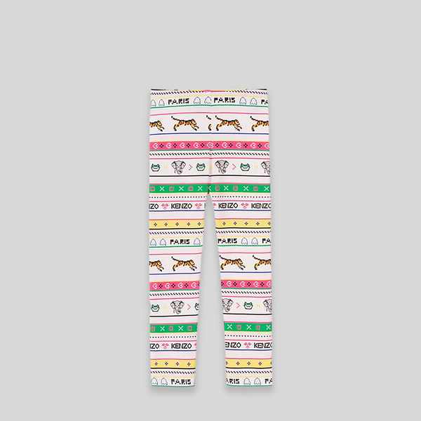 Kenzo Kids Girl's Multi-Logo Striped Leggings