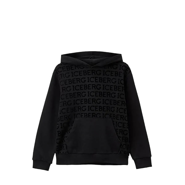 Iceberg Kids All Over Print Black Hoodie