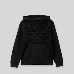 Iceberg Kids All Over Print Black Hoodie