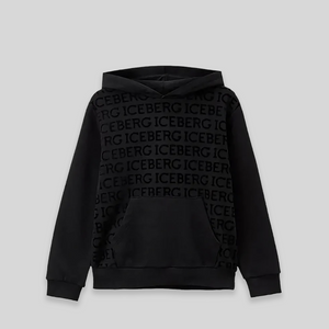 Iceberg Kids All Over Print Black Hoodie