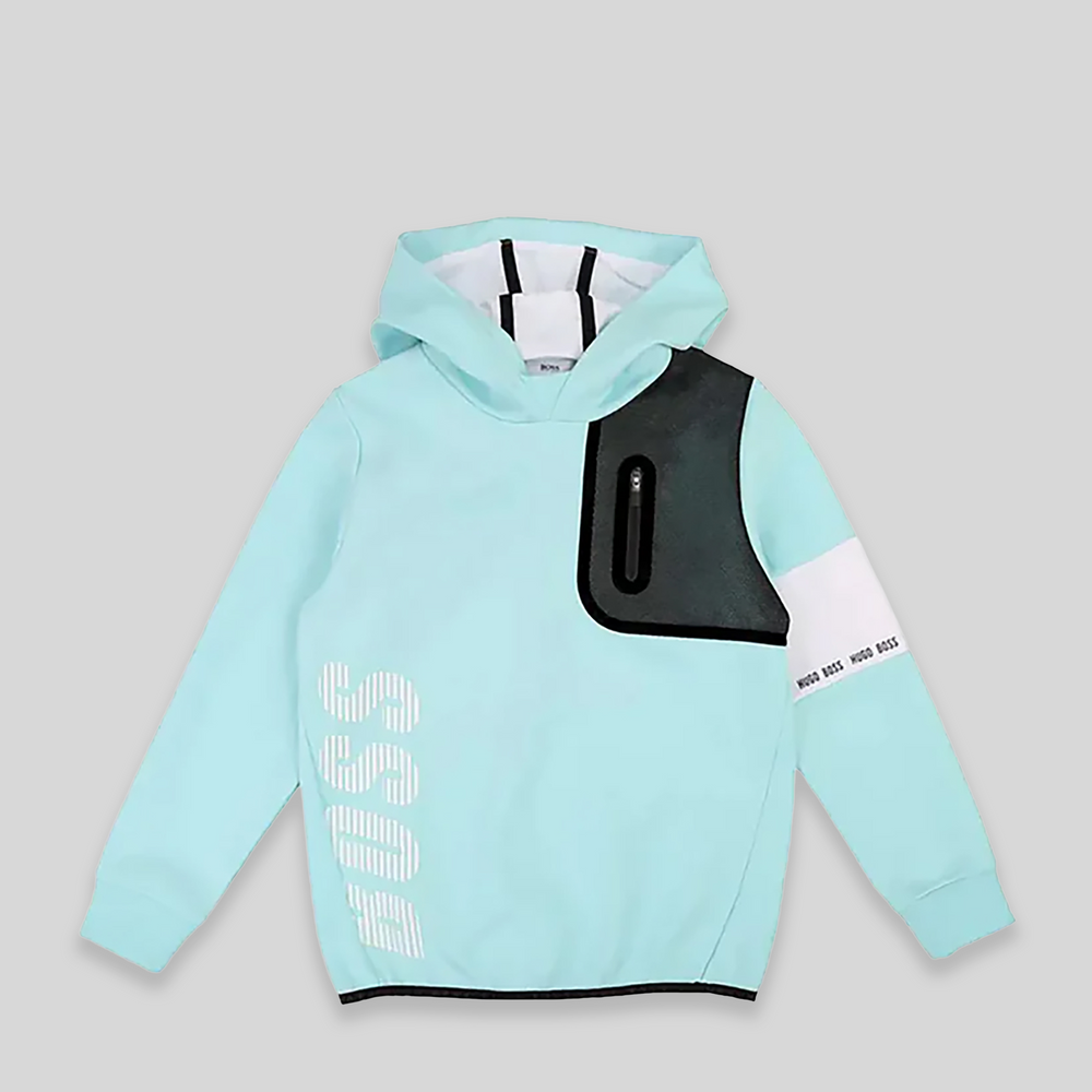 Hugo Boss Kids Mesh Pullover Hoodie Sweatshirt