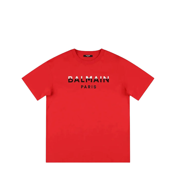 Balmain Kids Dual Color Flocked Logo T-Shirt