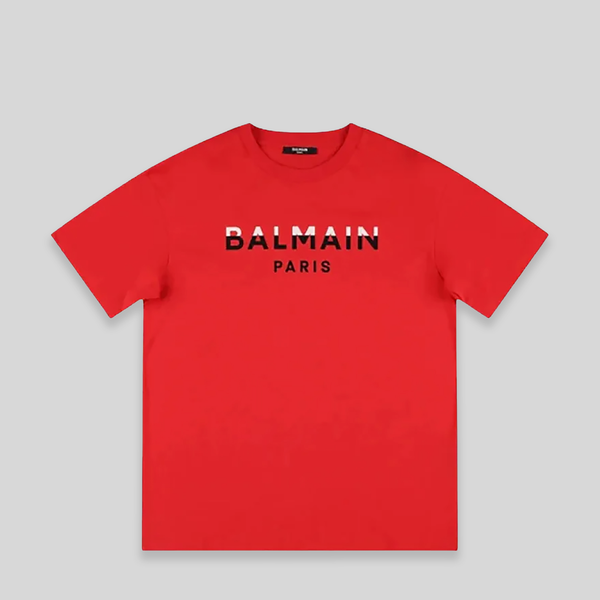 Balmain Kids Dual Color Flocked Logo T-Shirt