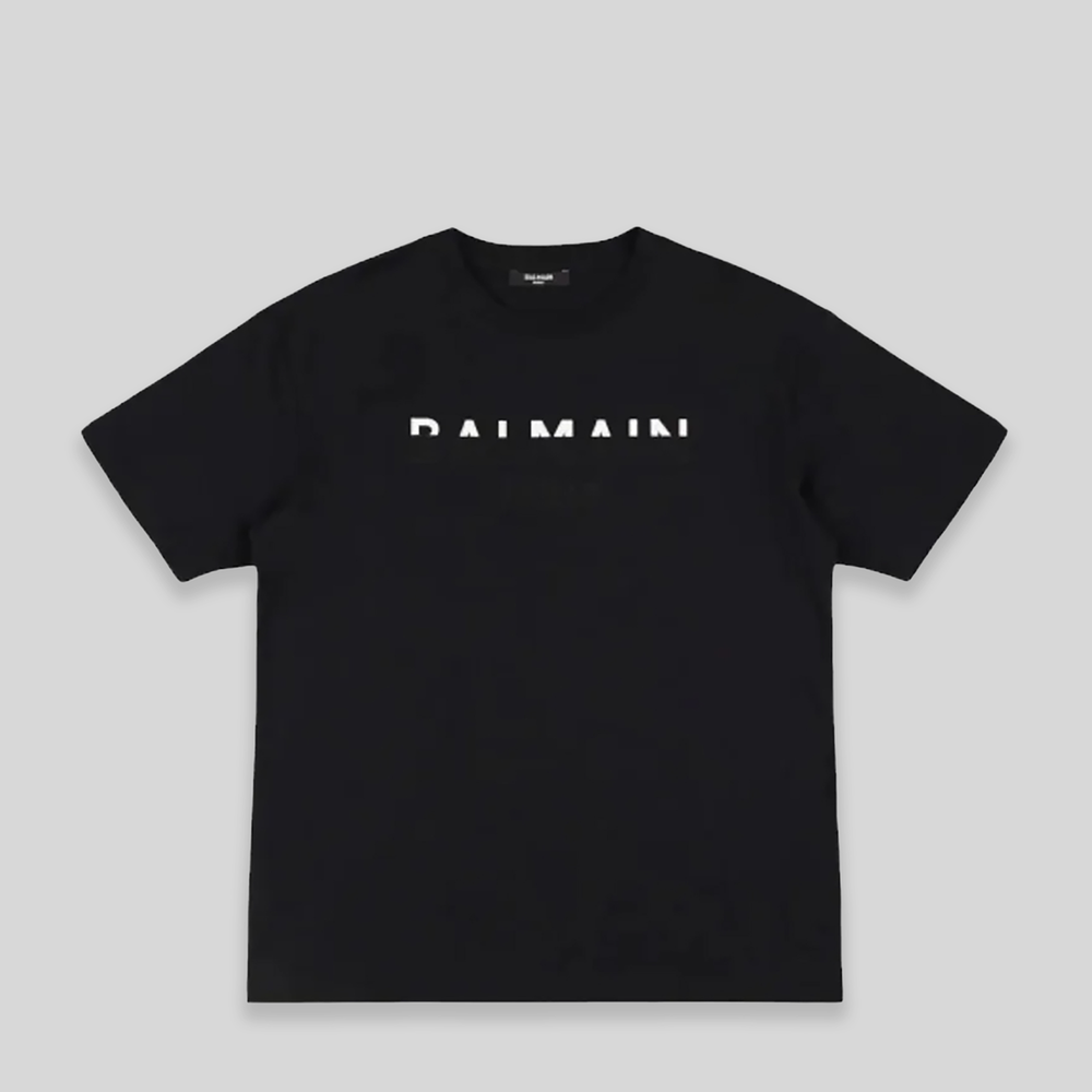 Balmain Kids Dual Color Flocked Logo T-Shirt