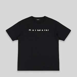 Balmain Kids Dual Color Flocked Logo T-Shirt