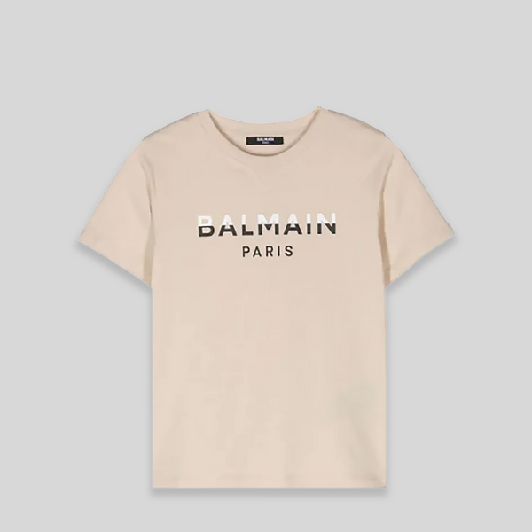Balmain Kids Dual-Color Logo Print T-Shirt
