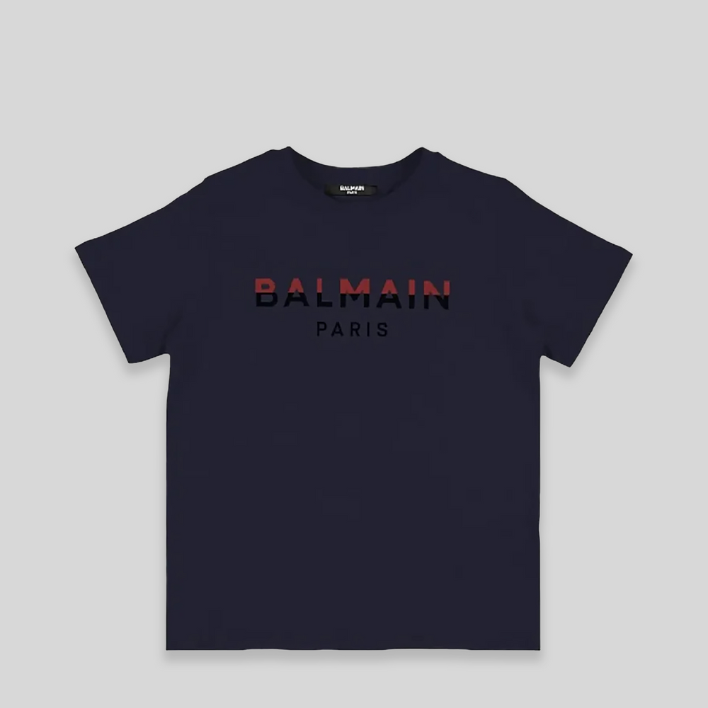 Balmain Kids Dual-Color Logo Print T-Shirt