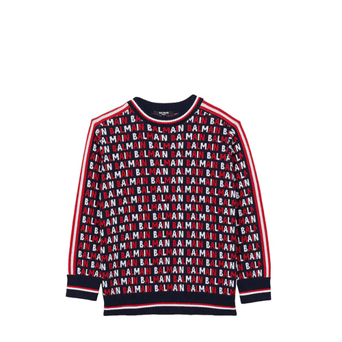 Balmain Kids Monogram Jacquard Jumper Sweater